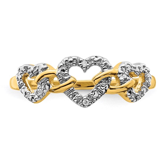 14k Diamond Triple Heart Ring