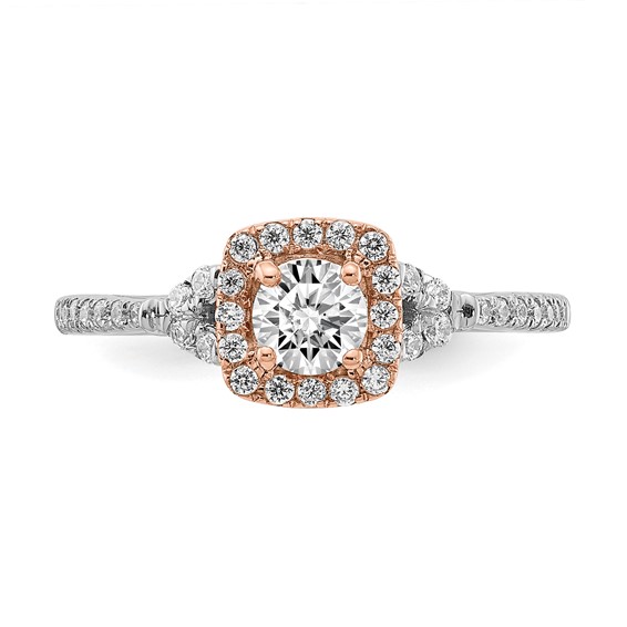 Sterling Silver w/Rose Plate & CZ Semi-mount Engagement Ring