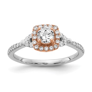 Sterling Silver w/Rose Plate & CZ Semi-mount Engagement Ring