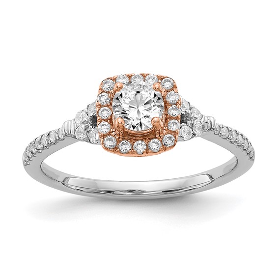 Sterling Silver w/Rose Plate & CZ Semi-mount Engagement Ring