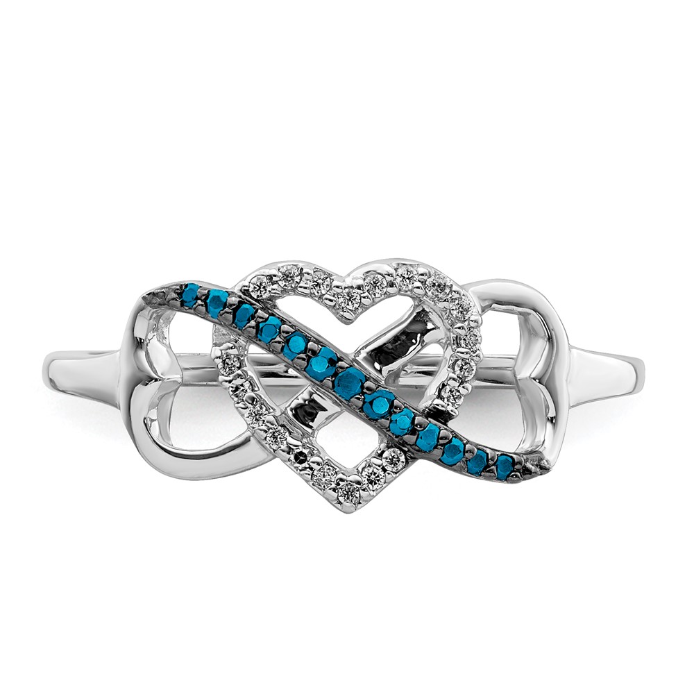 14k White Gold Blue And White Diamond Heart Infinity Ring 14k White Gold Blue And White Diamond Heart Infinity Ring