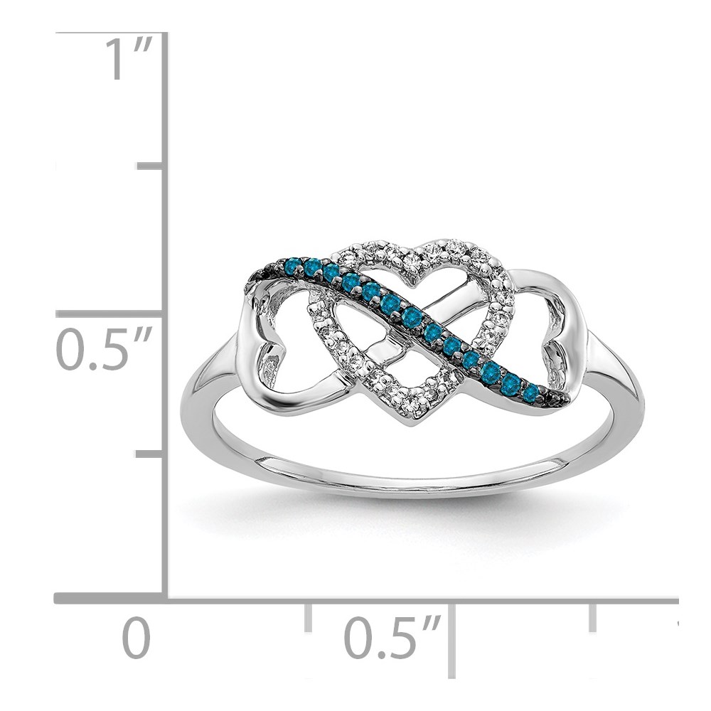 14k White Gold Blue And White Diamond Heart Infinity Ring 14k White Gold Blue And White Diamond Heart Infinity Ring