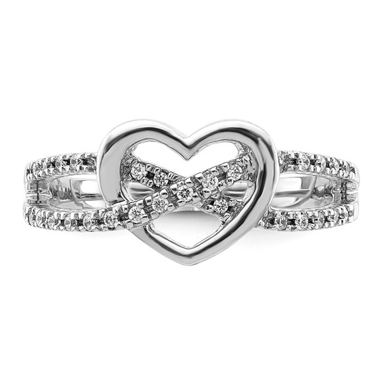 14k White Gold 1/8 carat Diamond Heart Ring