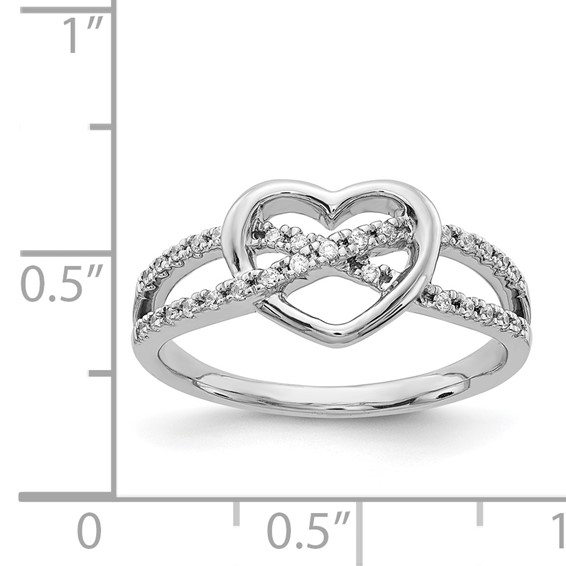 14k White Gold 1/8 carat Diamond Heart Ring