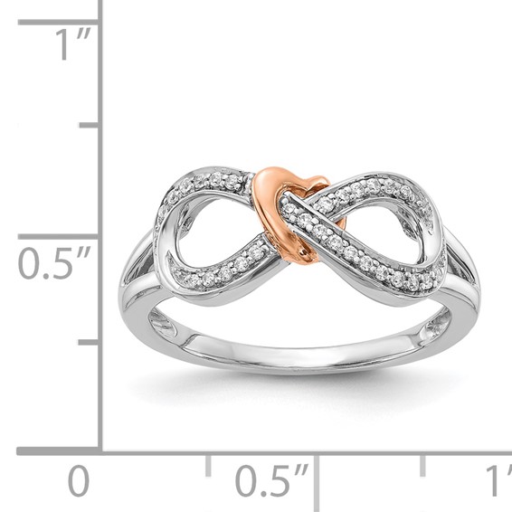 14k Two-tone 1/10 carat Diamond Infinity with Heart Ring