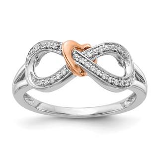 14k Two-tone 1/10 carat Diamond Infinity with Heart Ring