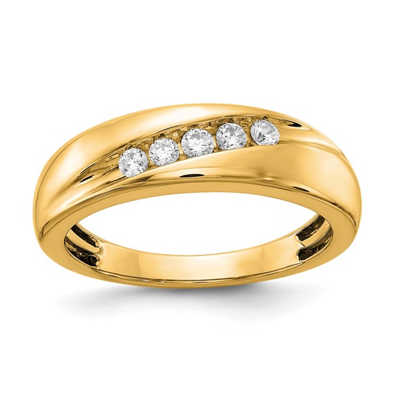 14k Yellow Gold Diamond Men's Ring
