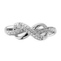 14K White Gold 0.10 Carat Lab Grown Diamond VS SI+ G+ Complete Infinity Symbol Ring view 5