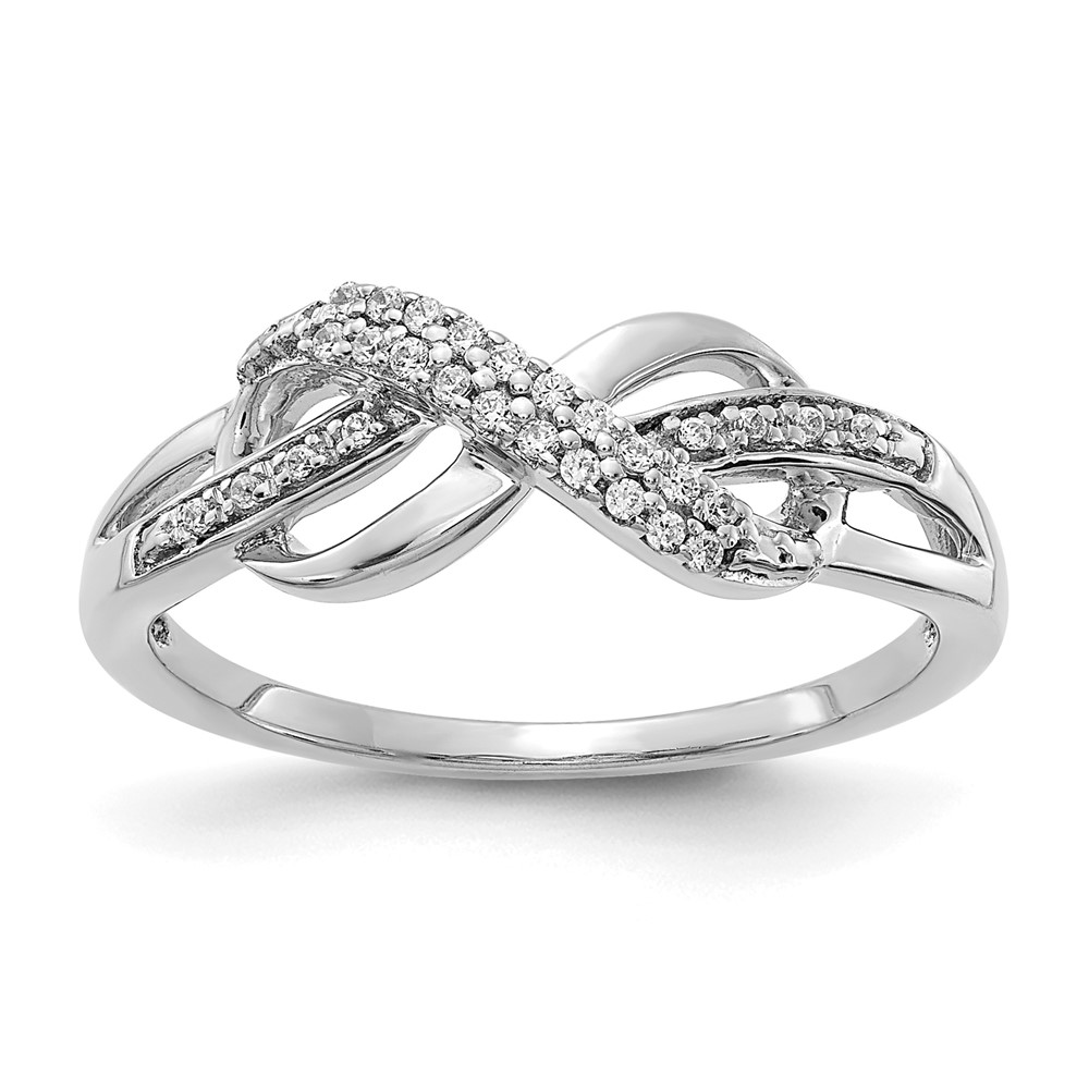 14K White Gold 0.10 Carat Lab Grown Diamond VS SI+ G+ Complete Infinity Symbol Ring