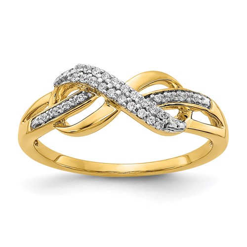 14K Yellow Gold 0.10 Carat Lab Grown Diamond VS SI+ G+ Complete Infinity Symbol Ring