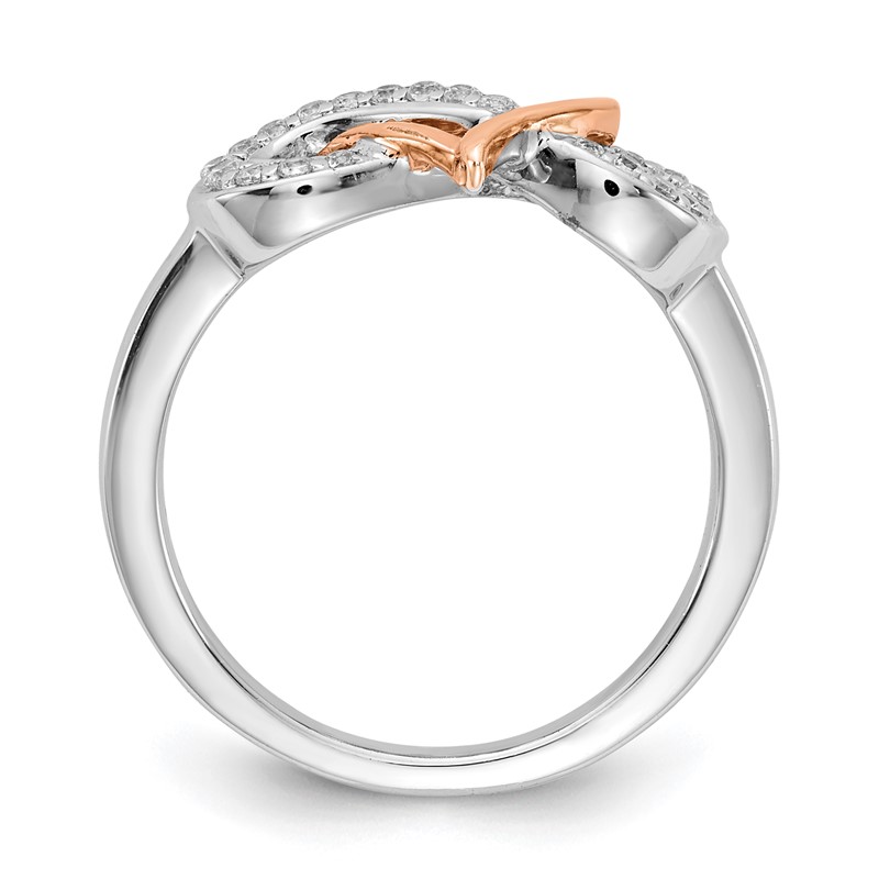 14k Two-Tone Rose and White Gold 1/6 carat Lab Grown Diamond VS/SI+ G+ Complete Infinity Heart Symbol Ring