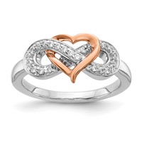 14K Two-Tone Rose and White Gold 0.17 Carat Lab Grown Diamond VS SI+ G+ Complete Infinity Heart Symbol Ring view 1