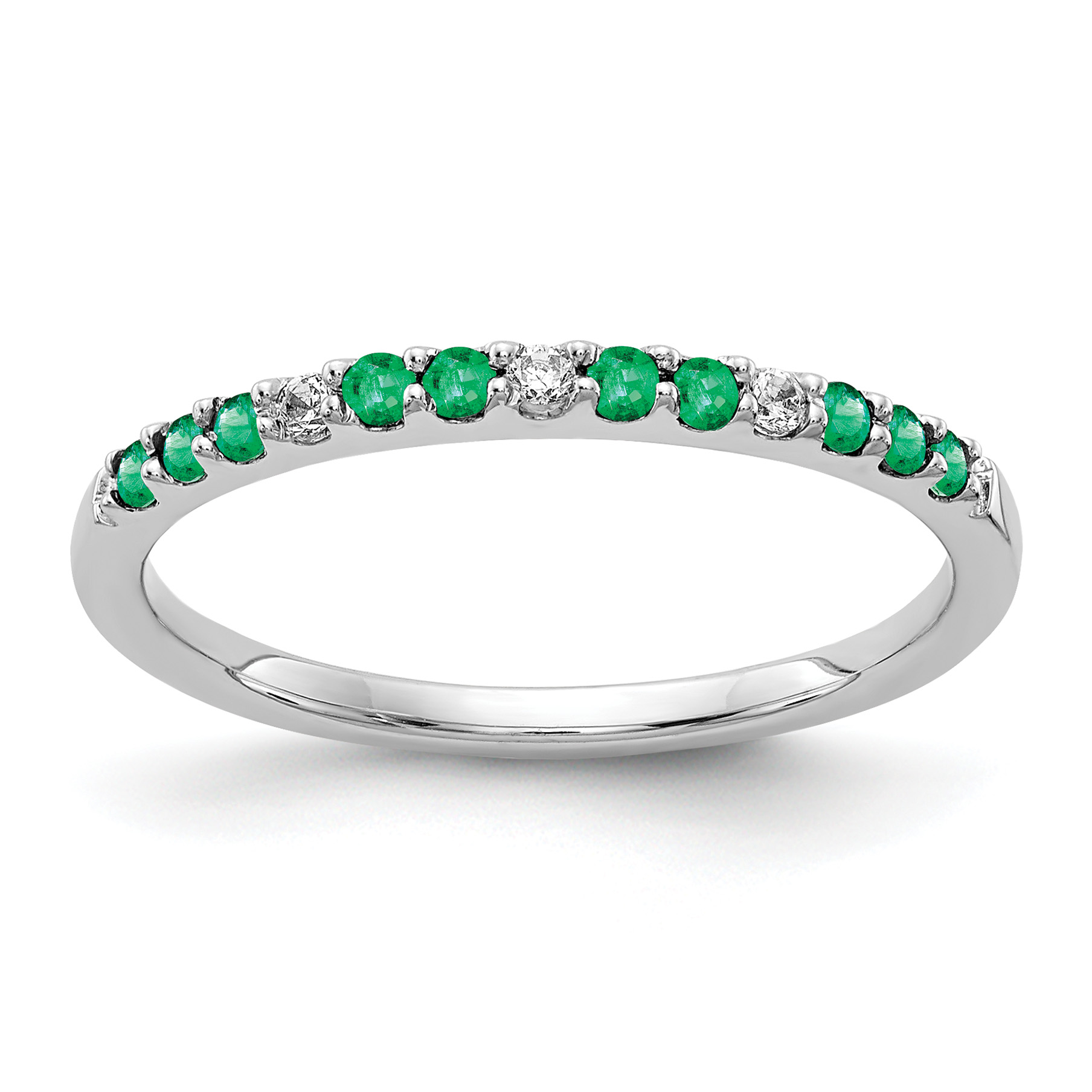 14k White Gold Diamond and Emerald Band (RM5737-EM-005-WA)