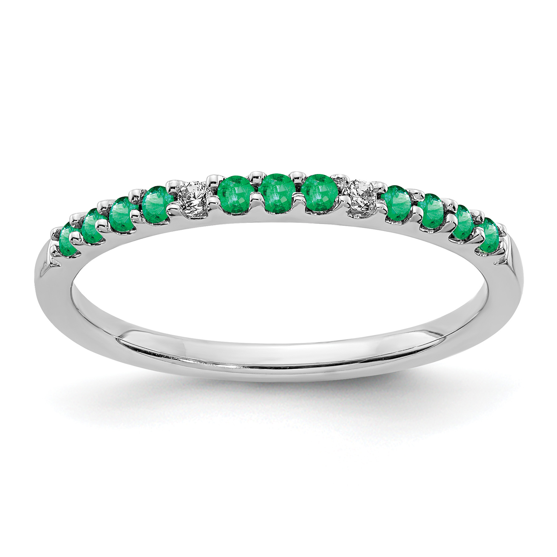 14k White Gold Diamond and Emerald Band (RM5738-EM-003-WA)
