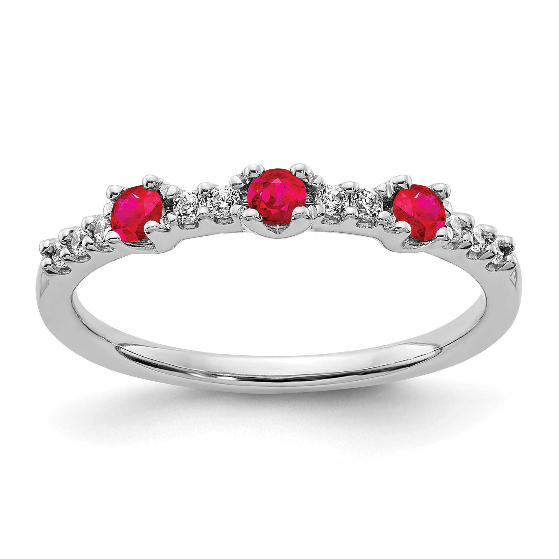 14k White Gold Diamond and Ruby 3-Stone Ring (RM5739-RU-010-WA)