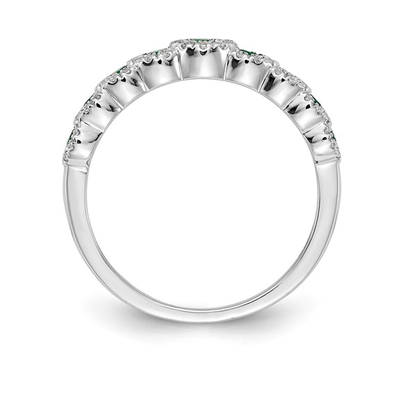 14k White Gold Diamond and Gemstone Polished Ring
