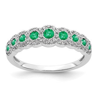 14k White Gold Diamond and Gemstone Polished Ring