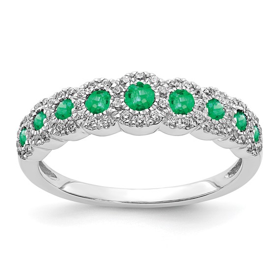 14k White Gold Diamond and Gemstone Polished Ring
