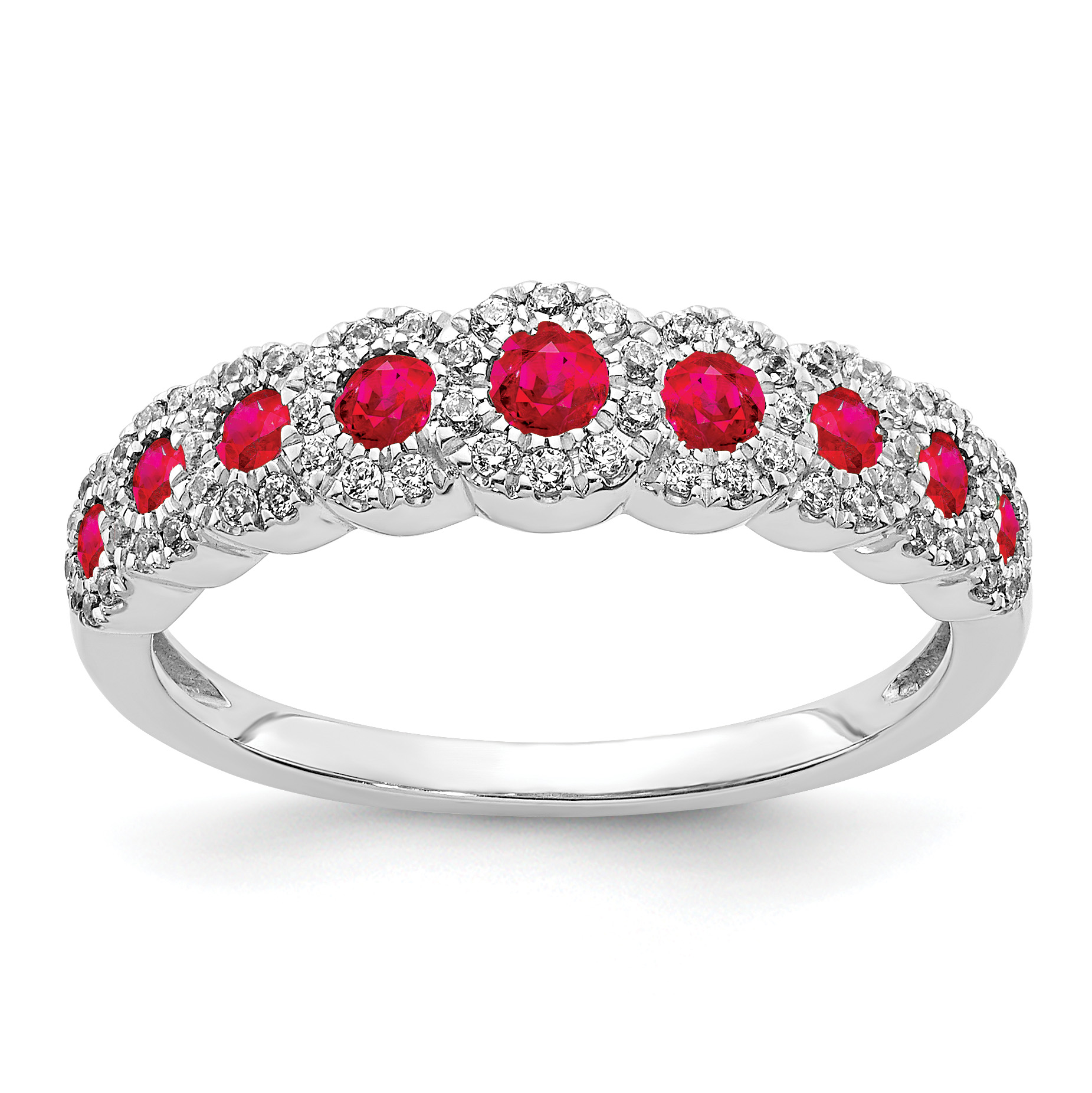 14k White Gold Diamond and Ruby Polished Ring (RM5741-RU-025-WA)