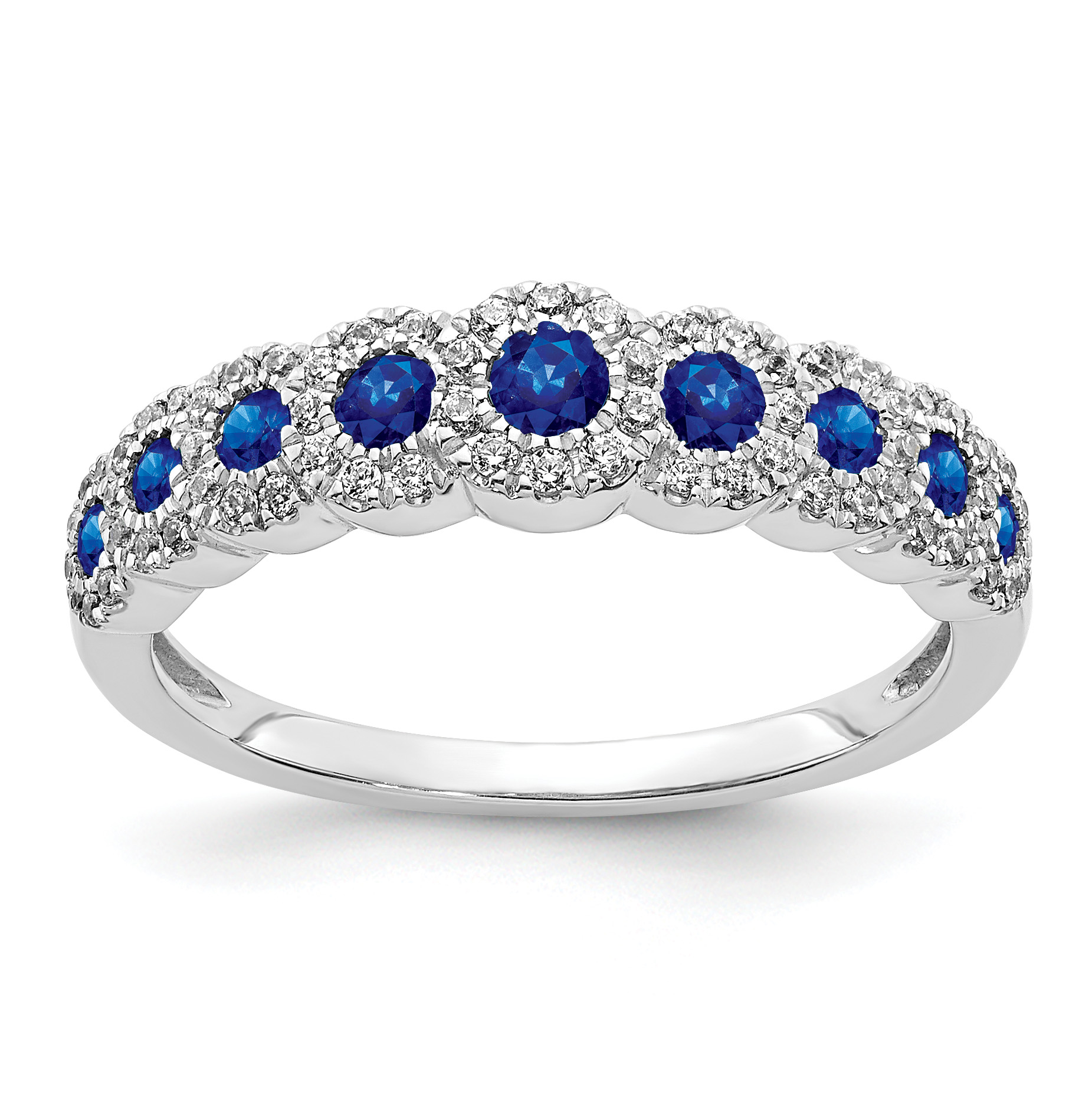 14k White Gold Diamond and Sapphire Polished Ring (RM5741-SA-025-WA)