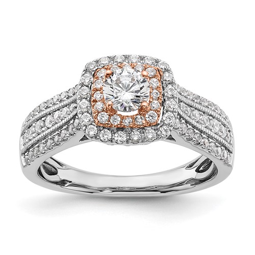 Sterling Silver w/Rose Plate & CZ Semi-mount Engagement Ring
