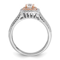 14K Two-tone Rose and White Gold 0.88 Carat Lab Grown Diamond VS SI+ G+ Round Complete Fancy Halo Engagement Ring view 2