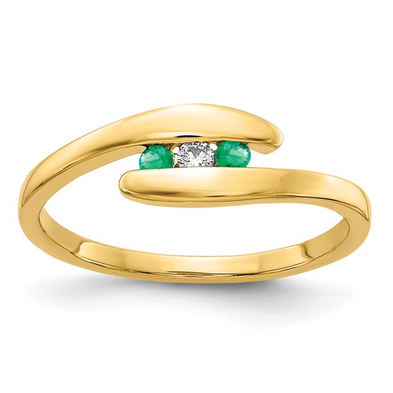 14k Gemstone and Diamond 3-stone Ring                                      