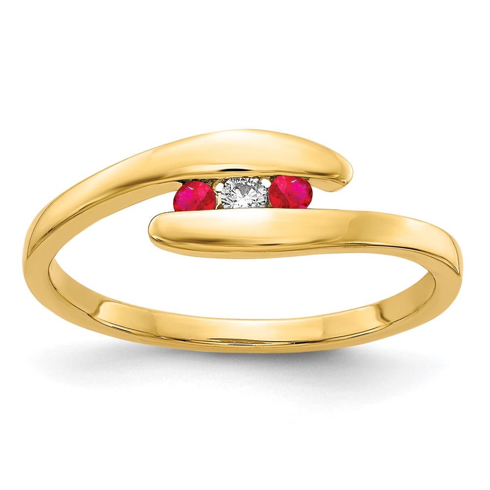 14k Ruby and Diamond 3-stone Ring