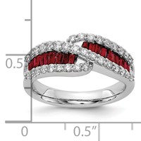 14K White Gold 0.62 Carat Lab Grown Diamond VS SI+ G+ and Lab Created Ruby Complete Ring view 3