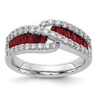 14K White Gold 0.62 Carat Lab Grown Diamond VS SI+ G+ and Lab Created Ruby Complete Ring view 1