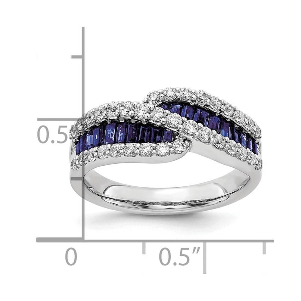 14k White Gold 5/8 carat Lab Grown Diamond VS/SI+ G+ and Lab Created Blue Sapphire Ring (RM5743-CSA-062-WLG)