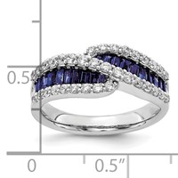 14K White Gold 0.62 Carat Lab Grown Diamond VS SI+ G+ and Lab Created Blue Sapphire Complete Ring view 3