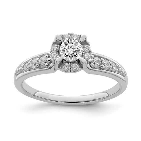 Sterling Silver & CZ Semi-mount Engagement Ring