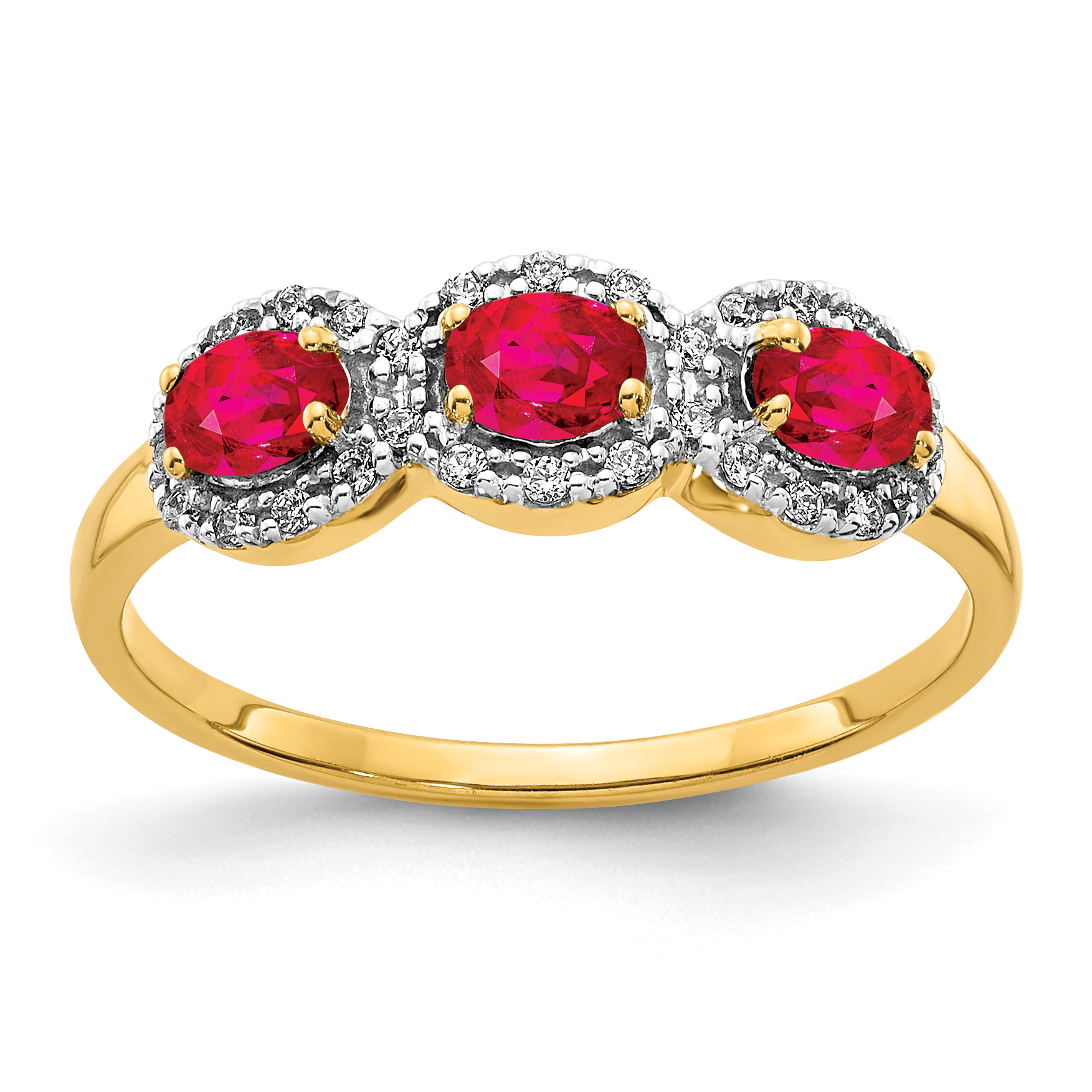 14k Composite Ruby and Diamond 3-Stone Ring (RM5744-RU-013-YA)