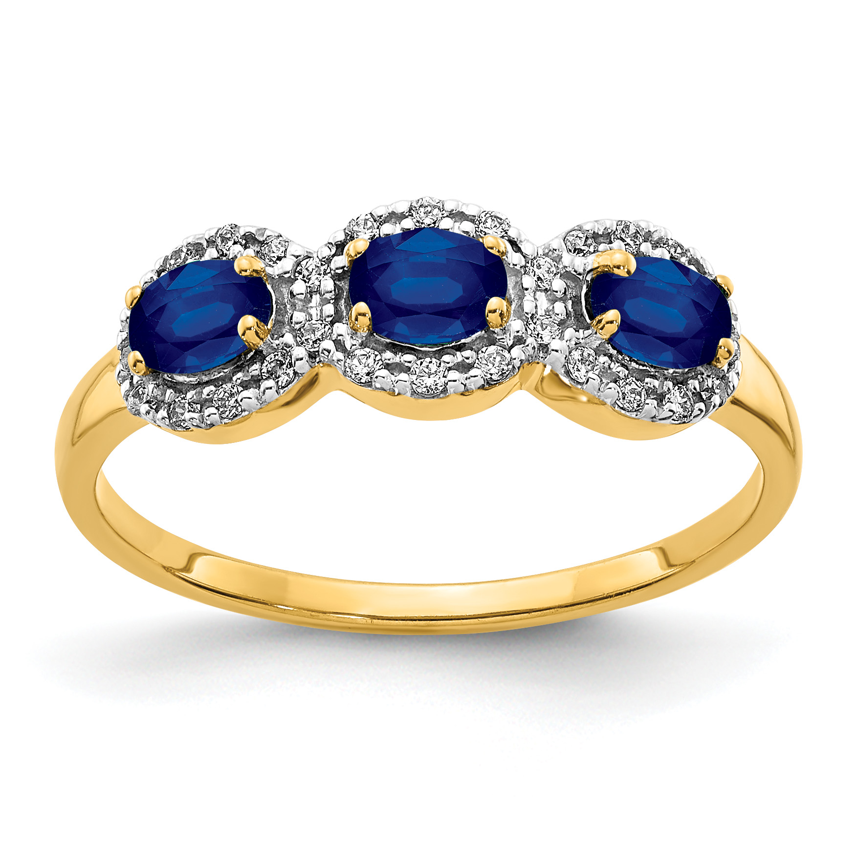 14k Sapphire and Diamond 3-Stone Ring (RM5744-SA-013-YA)