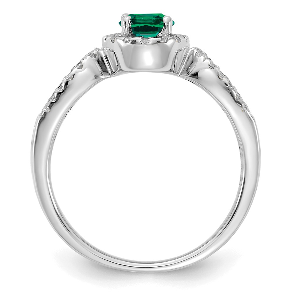 10k White Gold 1/3 carat Lab Grown Diamond VS/SI+ G+ and Oval Lab Created Emerald Ring (RM5745-CEM-033-0WLG)