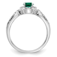 10K White Gold 0.33 Carat Lab Grown Diamond VS SI+ G+ and Oval Lab Created Emerald Ring view 2