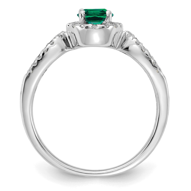 10k White Gold 1/3 carat Lab Grown Diamond VS/SI+ G+ and Oval Lab Created Emerald Ring