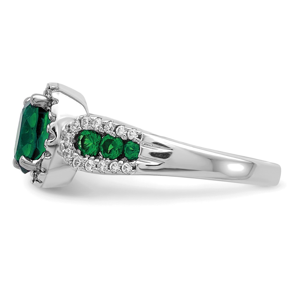10k White Gold 1/3 carat Lab Grown Diamond VS/SI+ G+ and Oval Lab Created Emerald Ring (RM5745-CEM-033-0WLG)