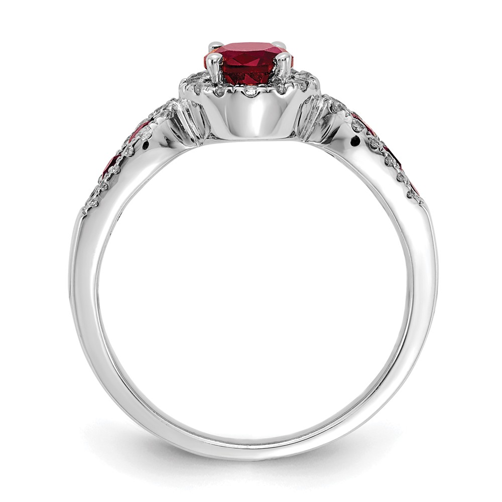 14k White Gold 1/3 carat Lab Grown Diamond VS/SI+ G+ and Oval Lab Created Ruby Ring (RM5745-CRU-033-WLG)
