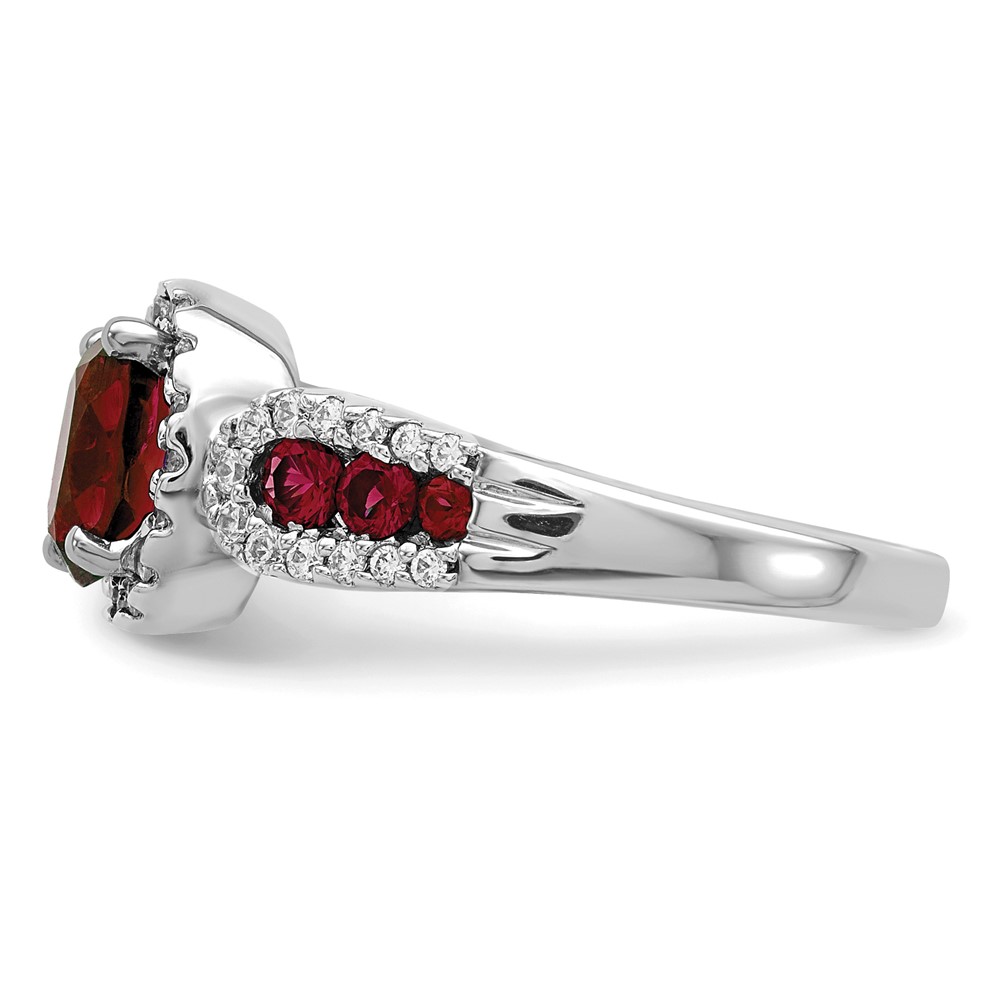 14k White Gold 1/3 carat Lab Grown Diamond VS/SI+ G+ and Oval Lab Created Ruby Ring (RM5745-CRU-033-WLG)