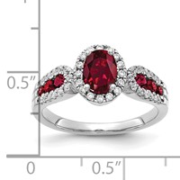 14K White Gold 0.33 Carat Lab Grown Diamond VS SI+ G+ and Oval Lab Created Ruby Complete Ring view 5