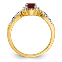 14K Yellow Gold 0.33 Carat Lab Grown Diamond VS SI+ G+ and Oval Lab Created Ruby Complete Ring view 2