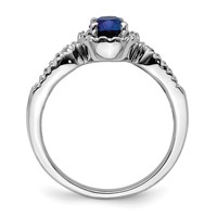 14K White Gold 0.33 Carat Lab Grown Diamond VS SI+ G+ and Oval Lab Created Blue Sapphire Complete Ring view 2
