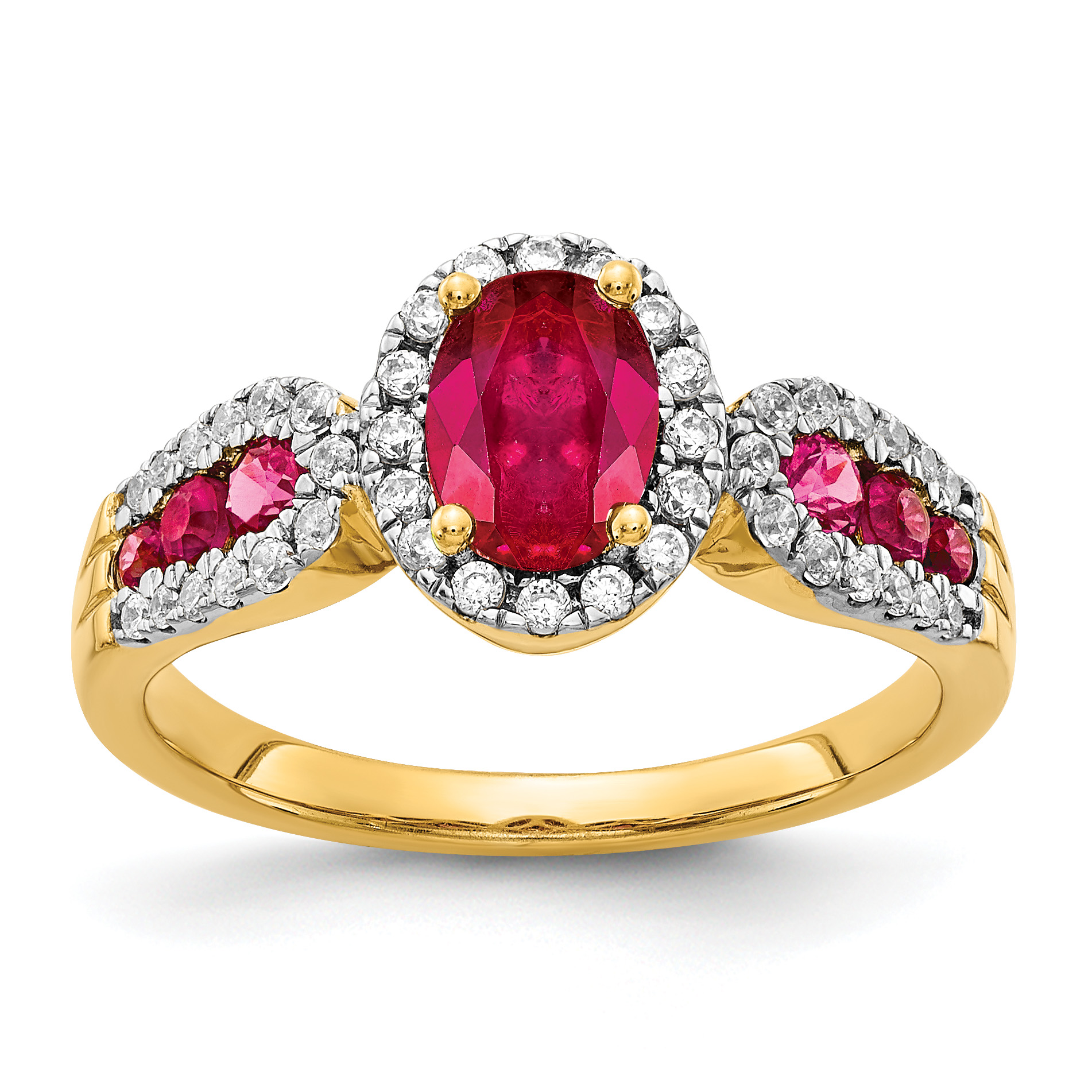 14k Diamond and Oval Ruby Ring (RM5745-RU-033-YA)