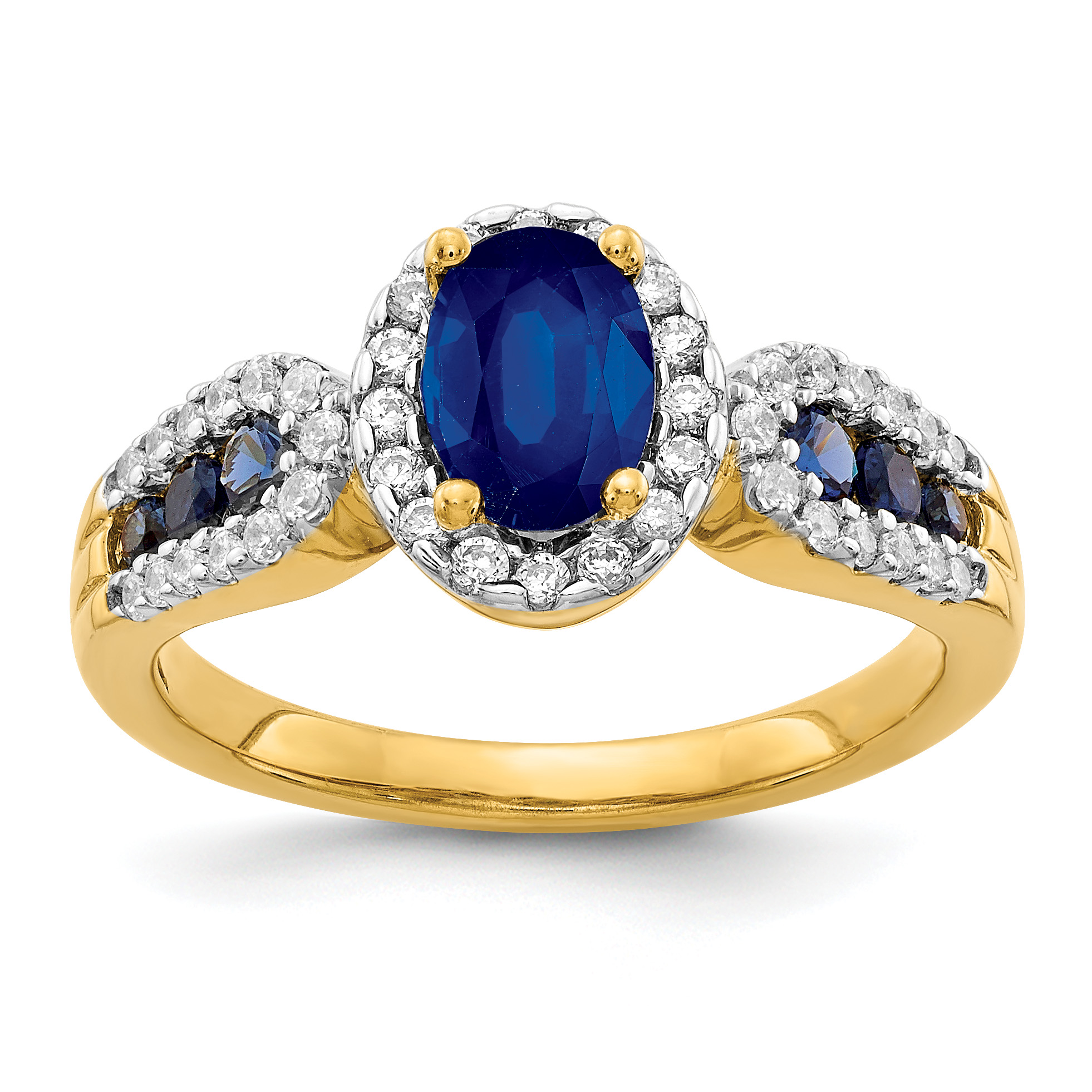 14k Diamond and Oval Sapphire Ring (RM5745-SA-033-YA)