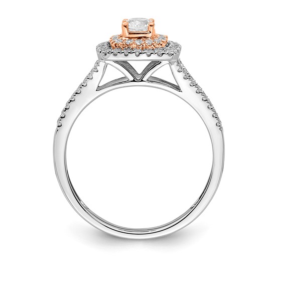 Sterling Silver w/Rose Plate & CZ Semi-mount Engagement Ring