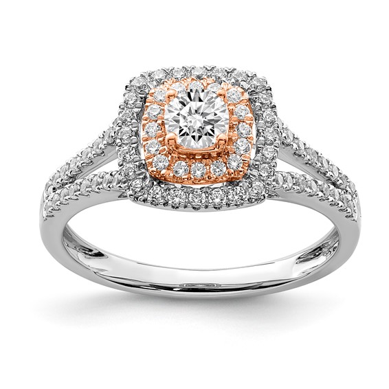 Sterling Silver w/Rose Plate & CZ Semi-mount Engagement Ring