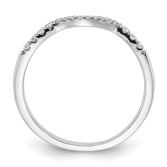 14k White Gold Polished Contoured Diamond Wedding Band