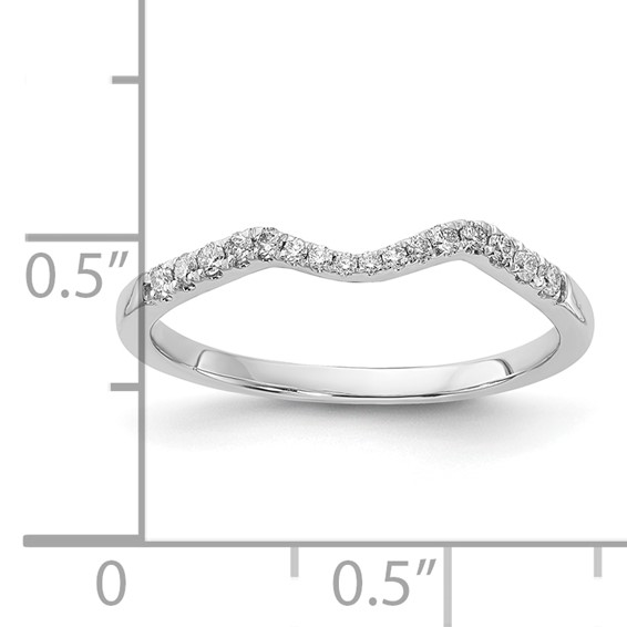 14k White Gold Polished Contoured Diamond Wedding Band